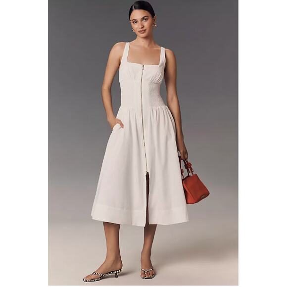 Anthropologie Dresses & Skirts - Anthropologie Tommie Sleeveless Scoop-Neck Smocked Front-Zip Shirt Dress Medium